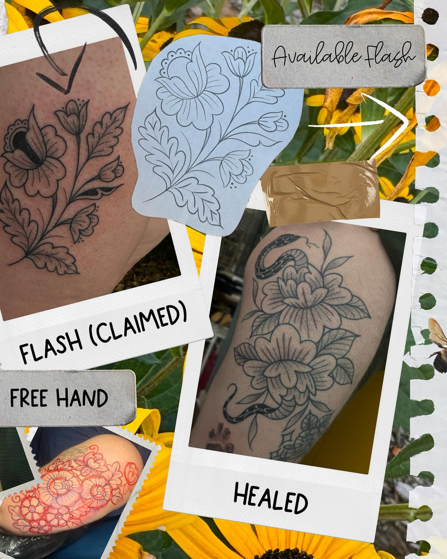 Floral design black and grey tattoo on the upper arm by ꧁꧁Hayley꧂꧂