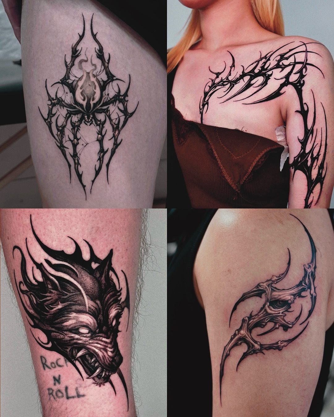 Tribal dragon tribal tattoo on the thigh by 두식