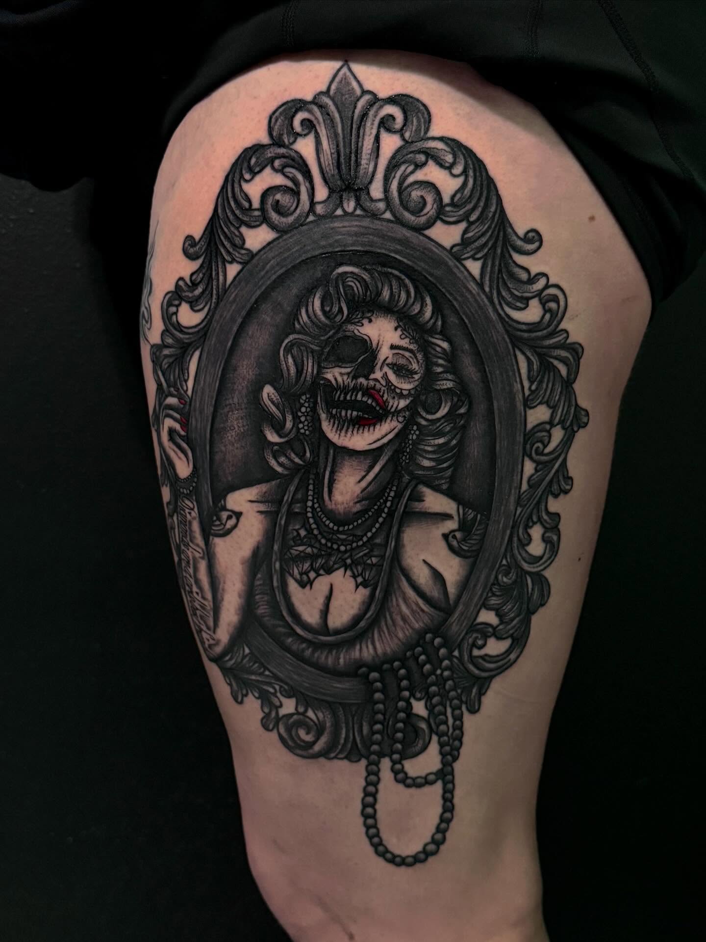 Tattoo by @diamondphoenix_ — black_and_grey, realism