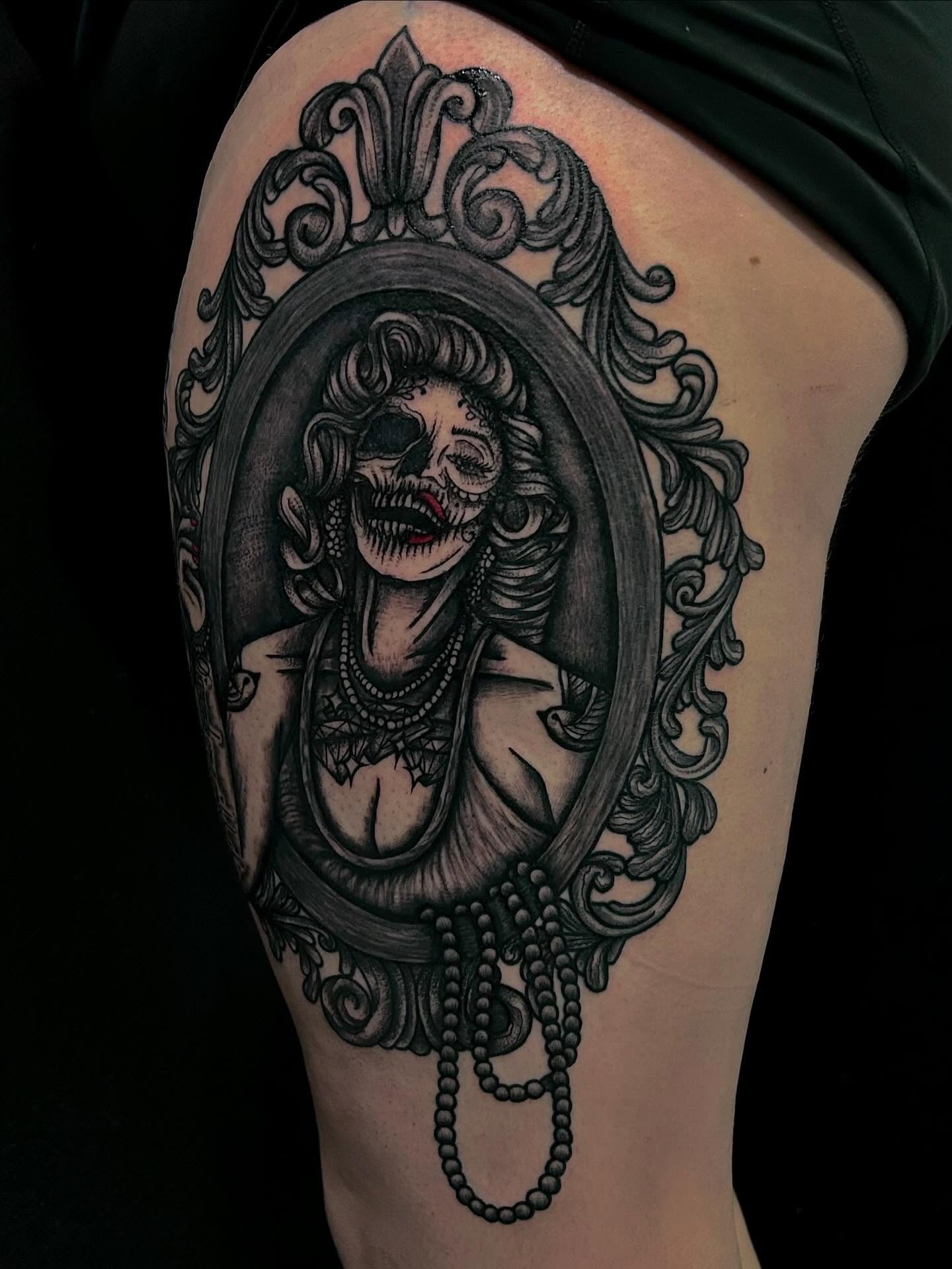 Tattoo by @diamondphoenix_ — black_and_grey, realism