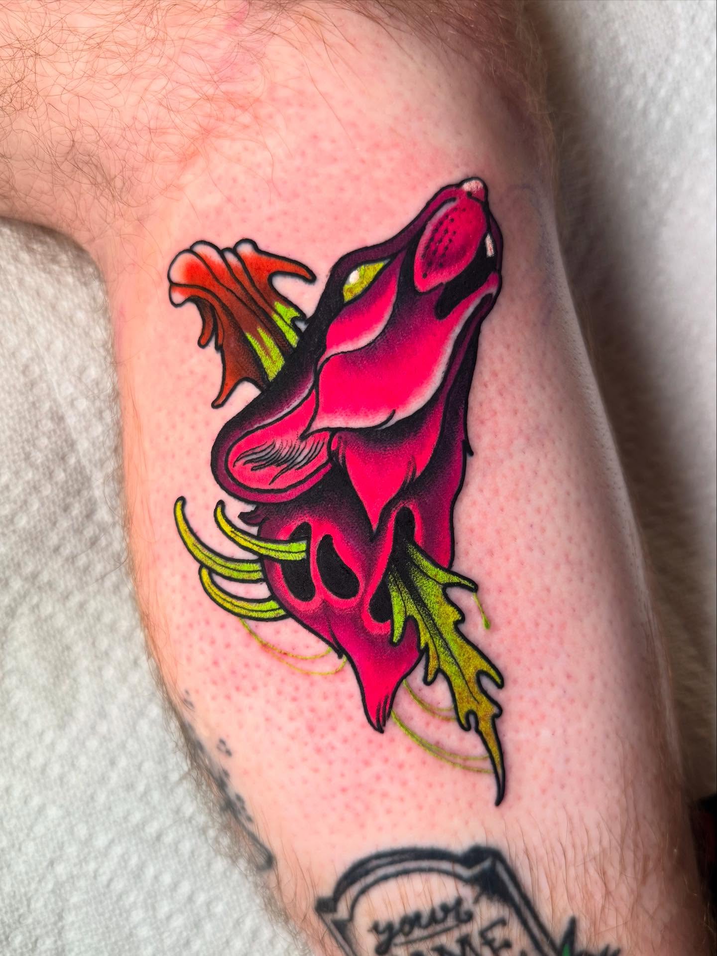 Calla lily American traditional tattoo on the forearm by Jess Longfield, Des Moines, Iowa