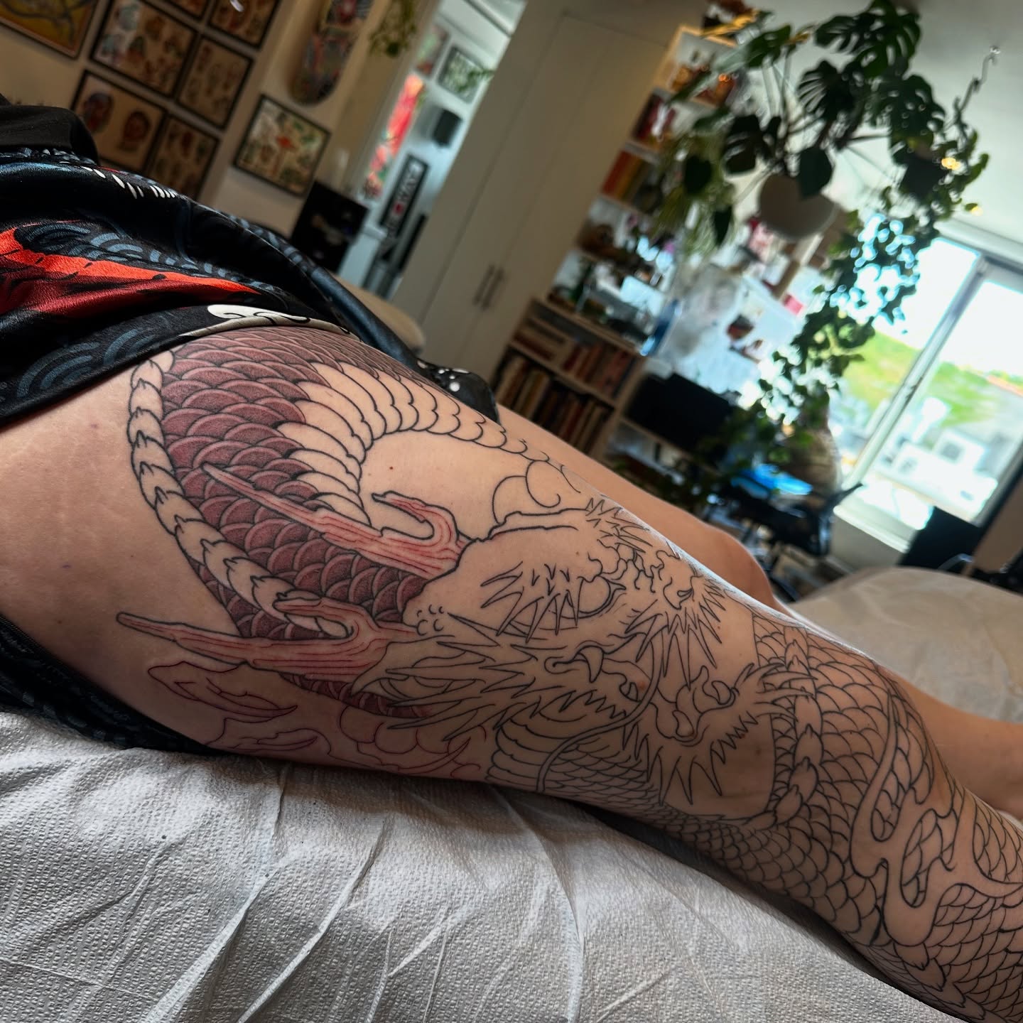 Dragon japanese irezumi tattoo on the thigh by Адріянна Стабс 🇺🇦, New York, New York