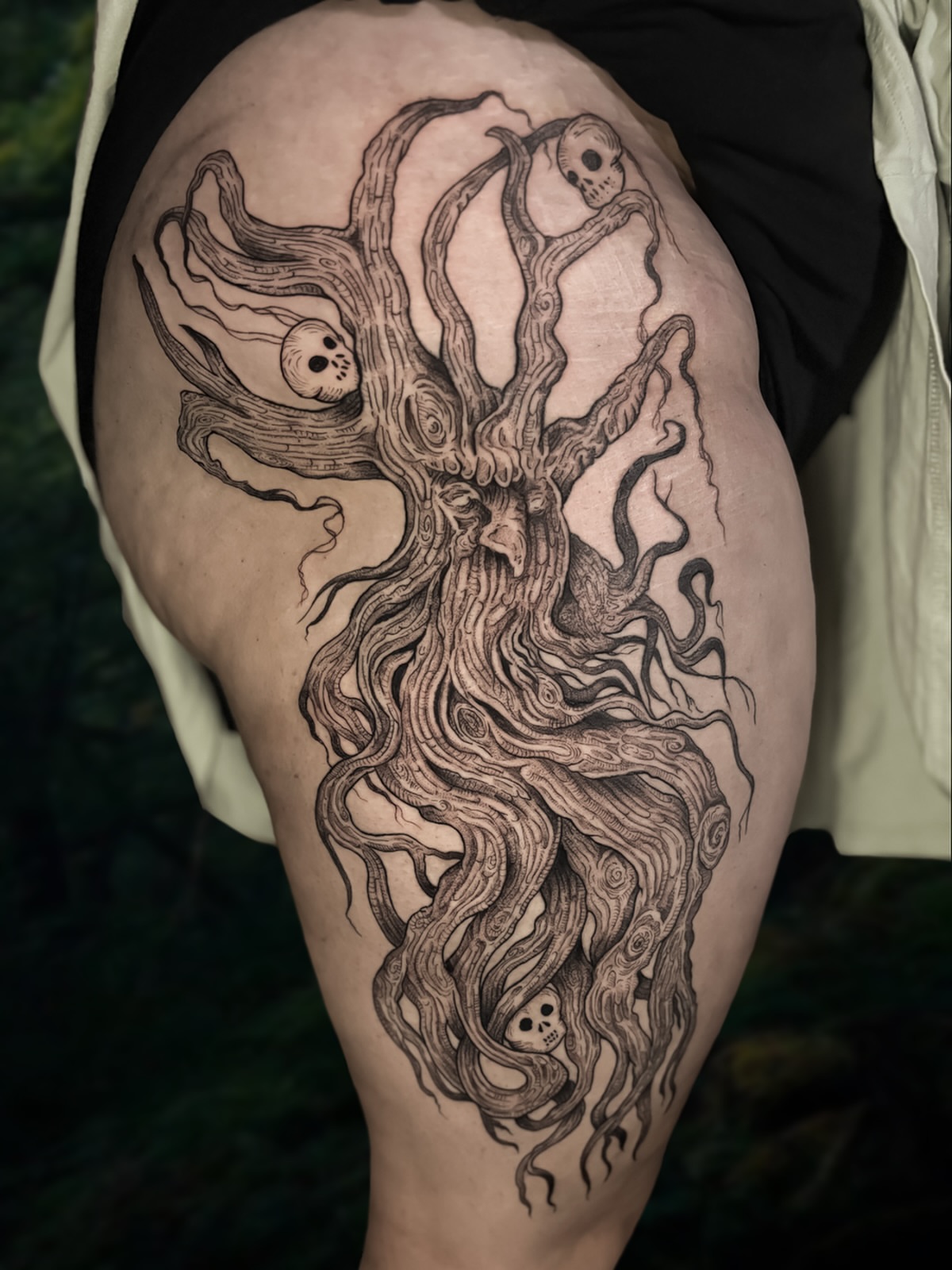 Tattoo by @witchmedic — black_and_grey, realism