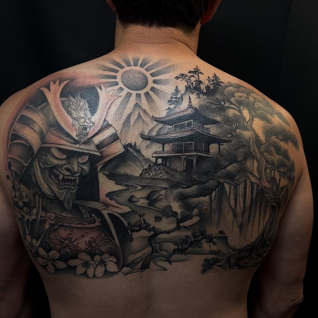 Tattoo by @modinerostattoos — japanese_irezumi, black_and_grey
