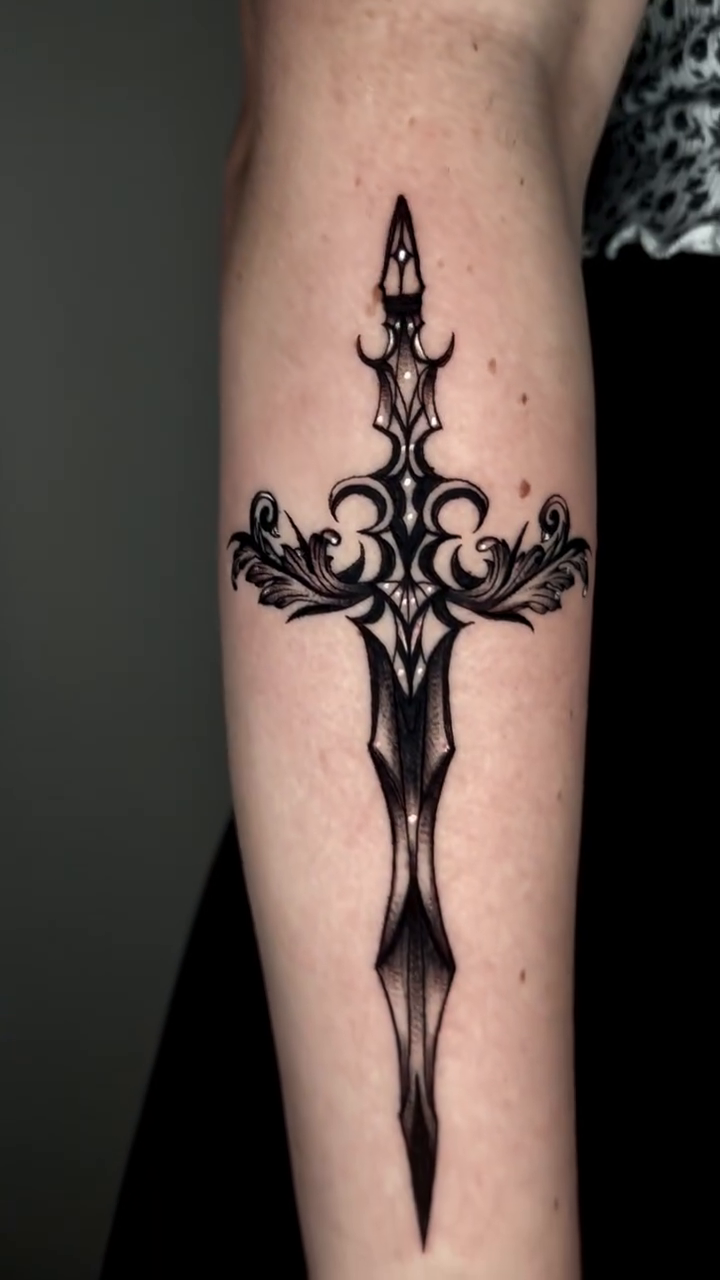 Tattoo by @monarch.tattoos — black_and_grey, ornamental