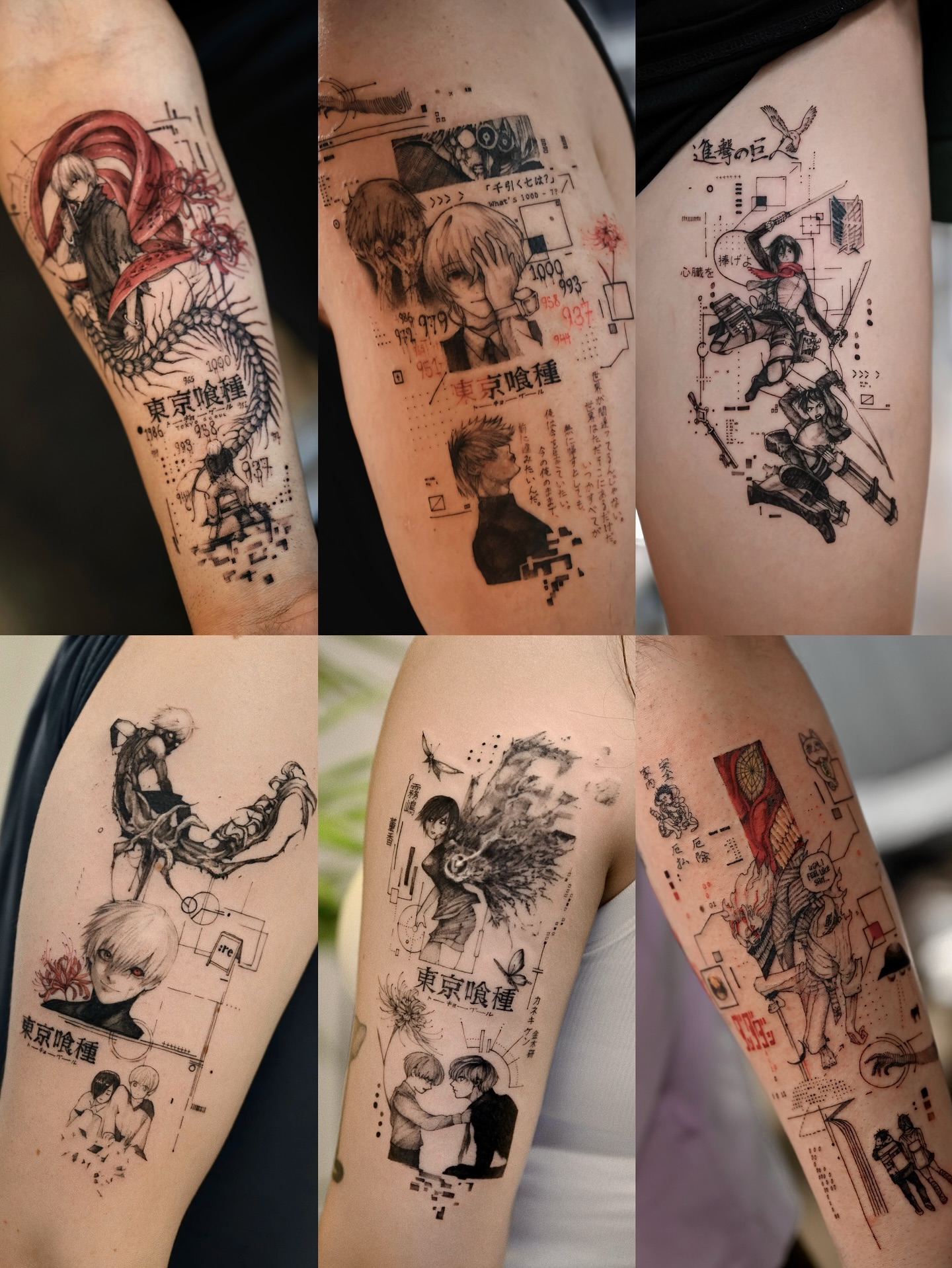 Tattoo by @kimi_tattooist — anime, dotwork