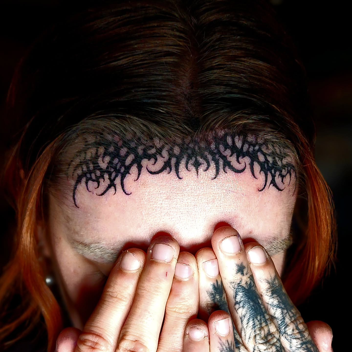 Scalp tattoo black and grey tattoo on the head by @hellscribe