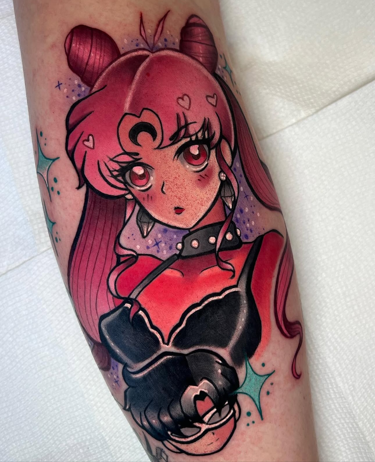 Tattoo by @cattlynnrose — anime, dotwork