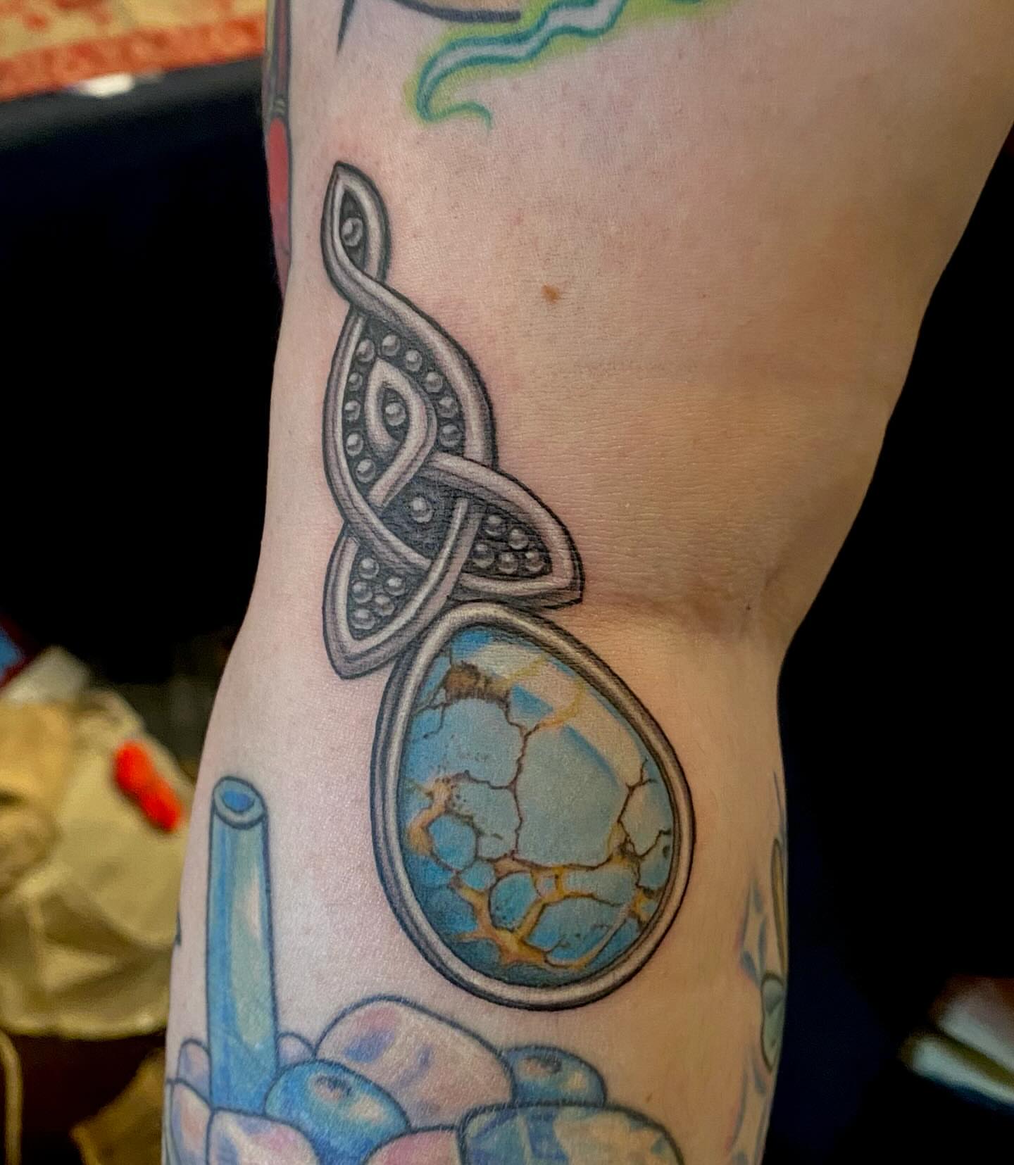 Knot and stone dotwork tattoo on the forearm by Nicole Parenti ✨, Franklin, Tennessee