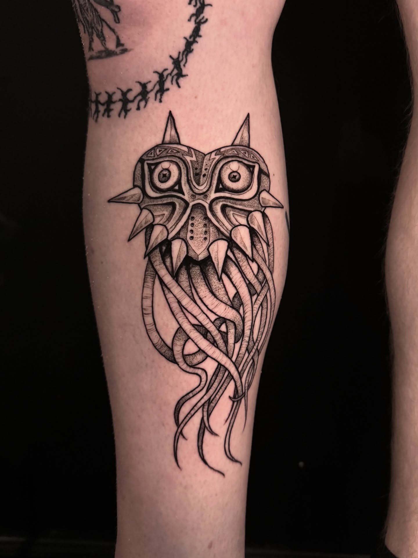 Owl dotwork tattoo on the forearm by Caleb Gesicki