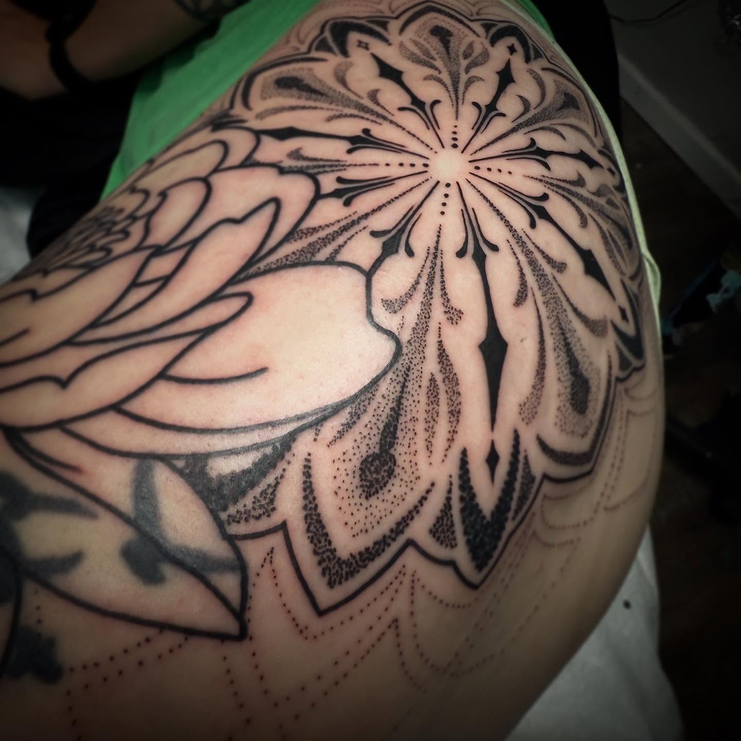 Tattoo by @artbytp — dotwork, black_and_grey