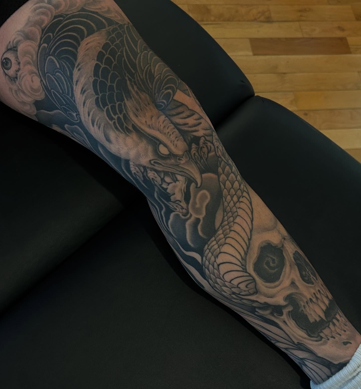 Dragon japanese irezumi tattoo on the forearm by Craig Gardyan