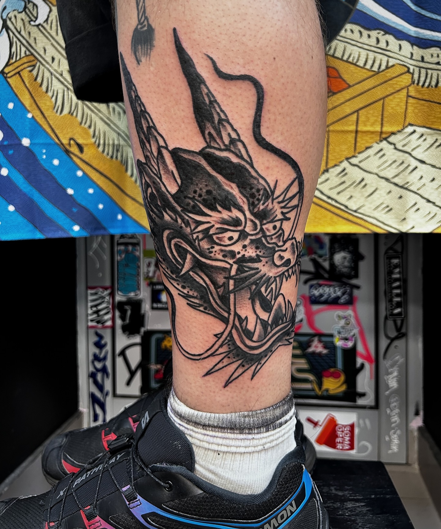 Dragon American traditional tattoo on the forearm by Comastein__________✍🏼️