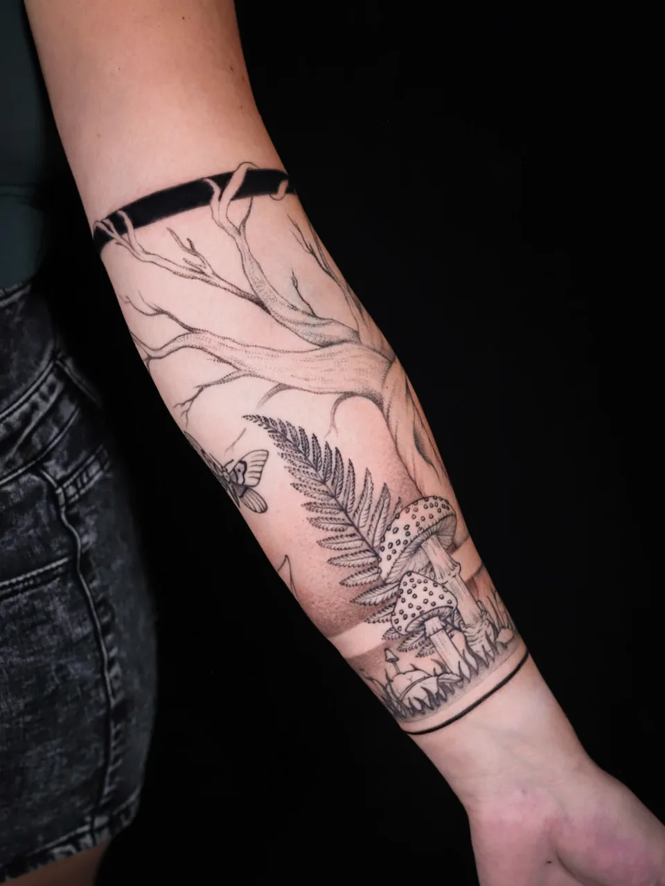 Forest scene realism tattoo on the forearm by Tattoo Artist