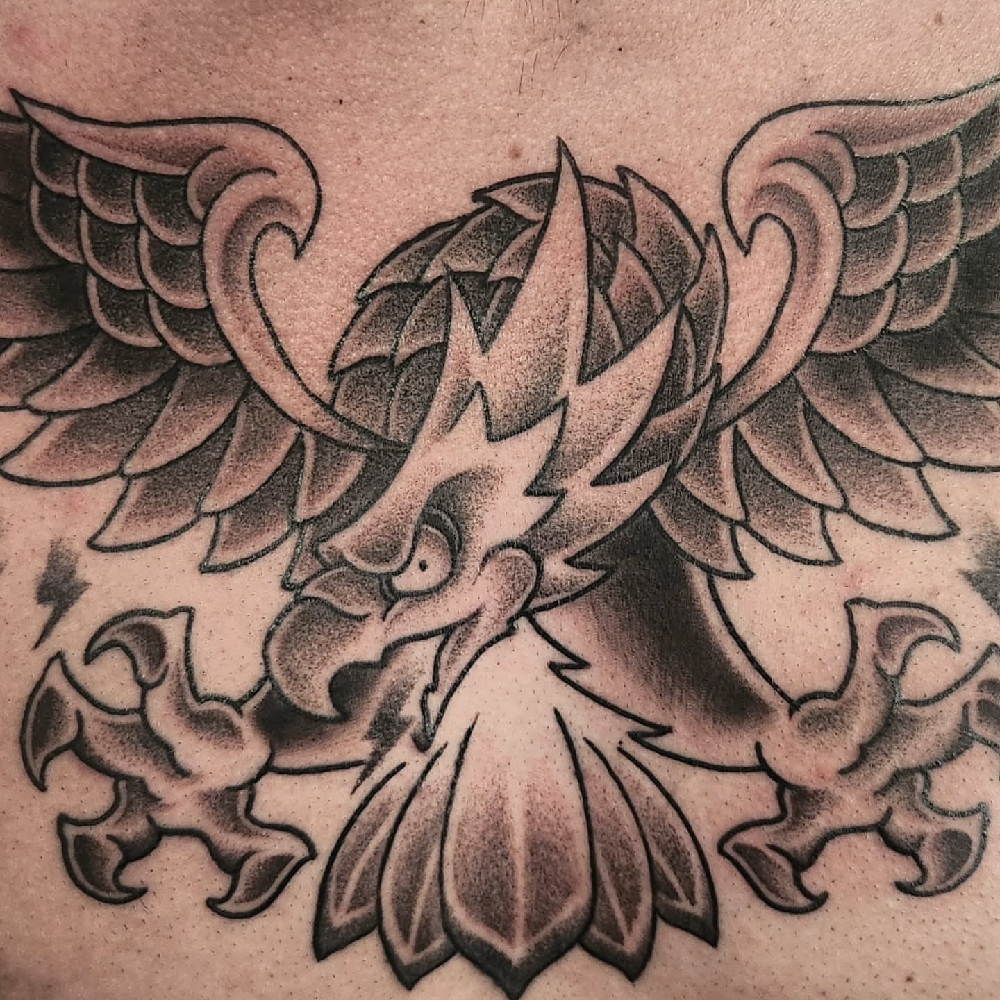 Tattoo by @dripping_moustache — black_and_grey