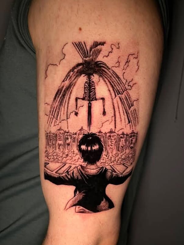 Attack on Titan anime tattoo on the forearm by aamora ꩜