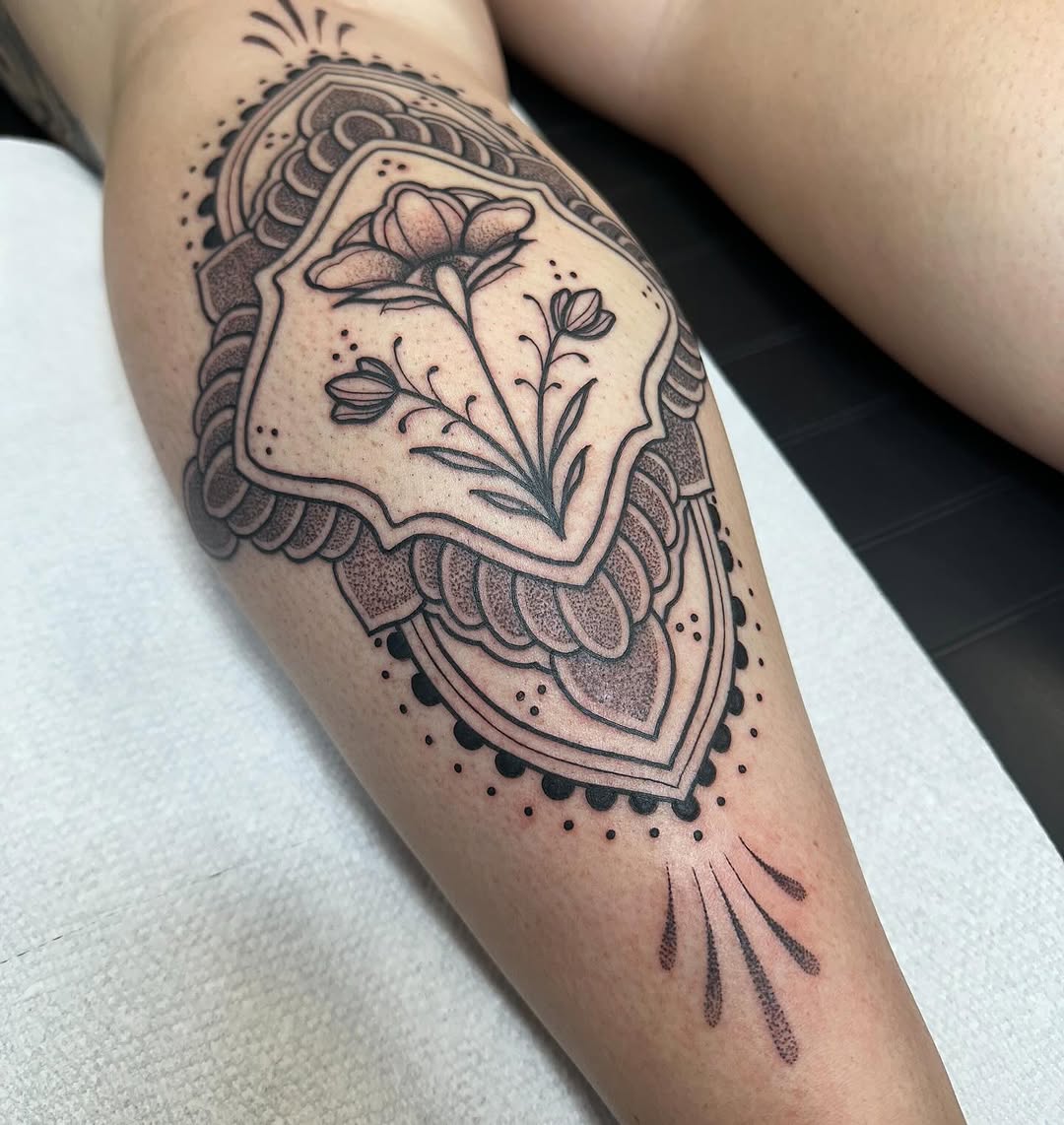 Tattoo by @allisonirvintattoo — dotwork, ornamental