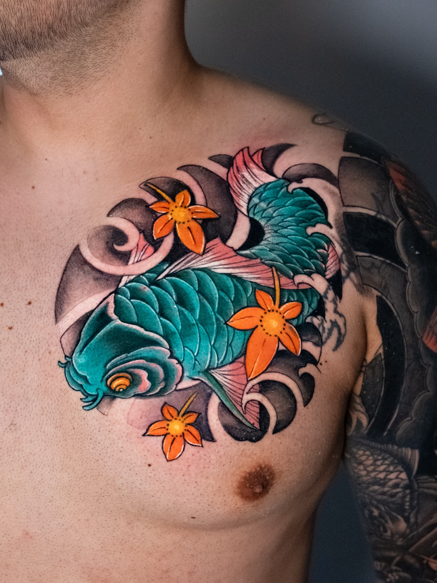 Tattoo by @eriktats13 — american_traditional, japanese_irezumi