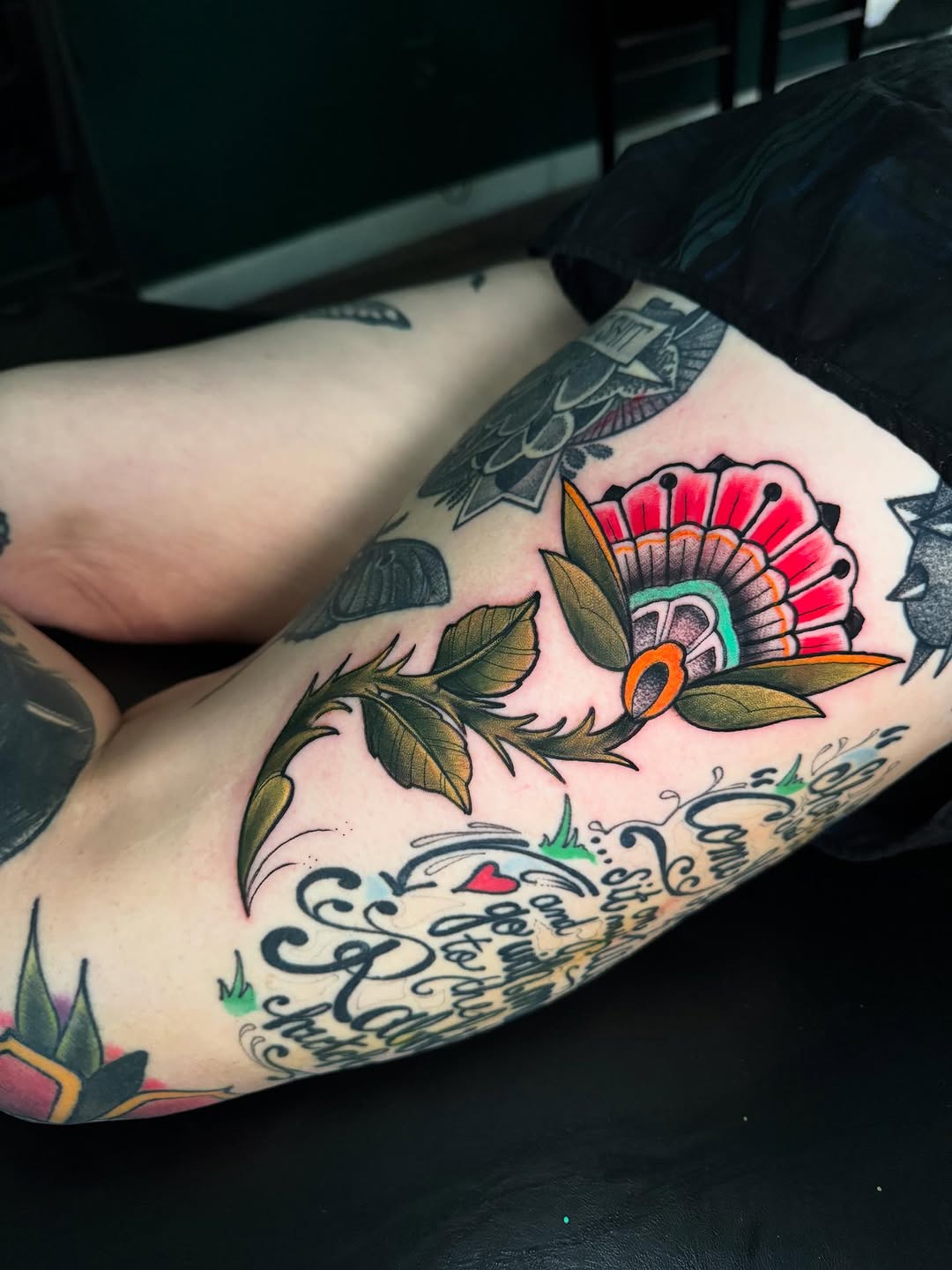 Tattoo by @dapperdustin42 — american_traditional, lettering_script