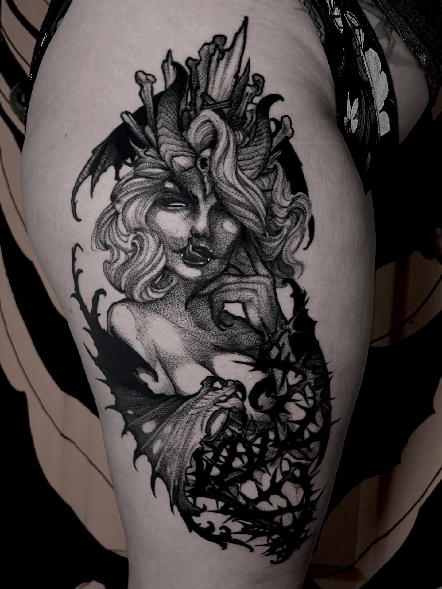 Tattoo by @blackbisontattoo β dotwork, dark_realism