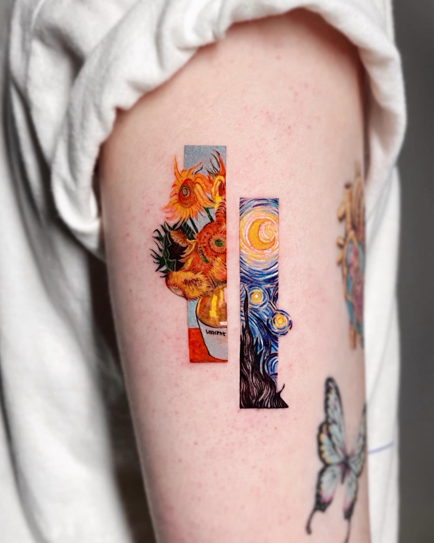 Van gogh paintings illustrative tattoo on the forearm by Yeye