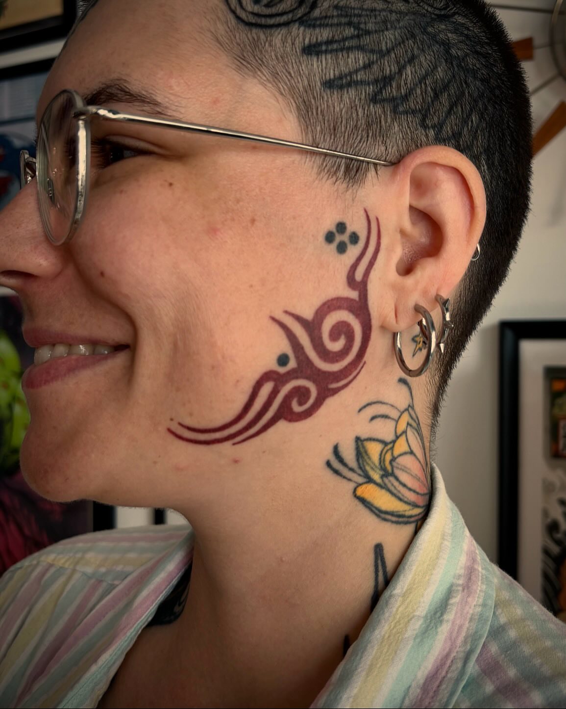 Tribal swirls and lotus tribal tattoo on the neck by π€ π
πͺ π‘ π π π© π© π π€