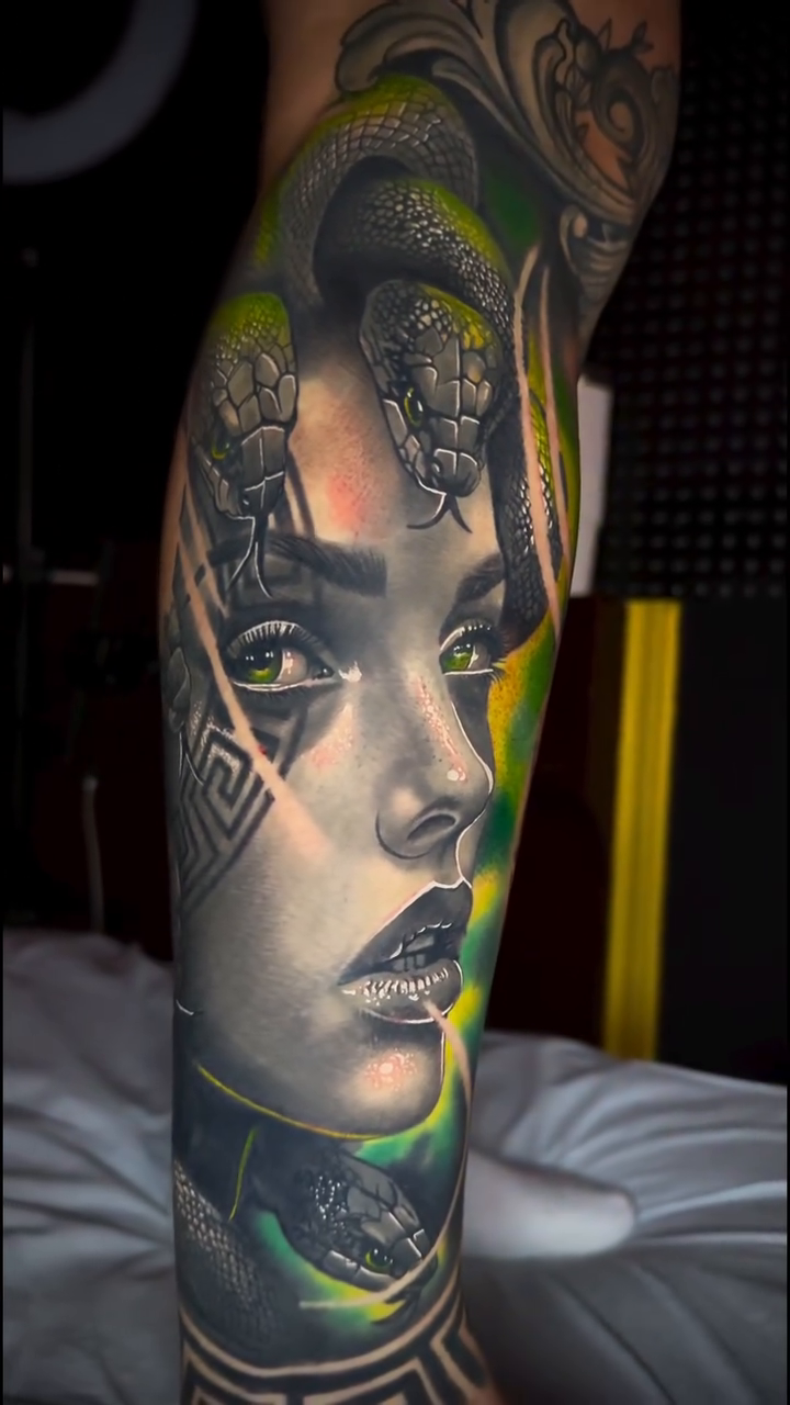 Medusa with snakes realism tattoo by π΅ππππ πΏπππππ, Houston, Texas