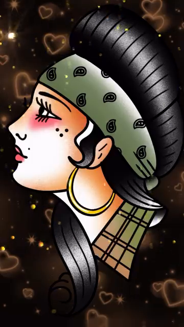 Woman's portrait American traditional tattoo by Eli Flores