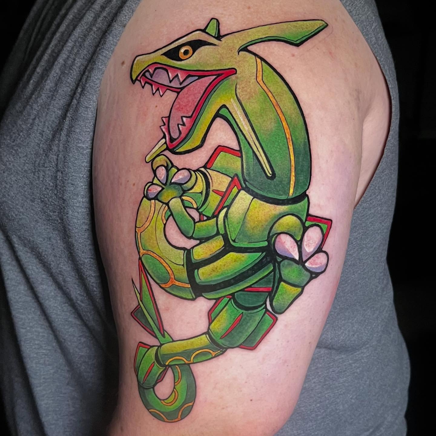 Mech dragon geometric tattoo on the shoulder by 🪴Amanda Lugo🪴 Ocala Tattoo Artist