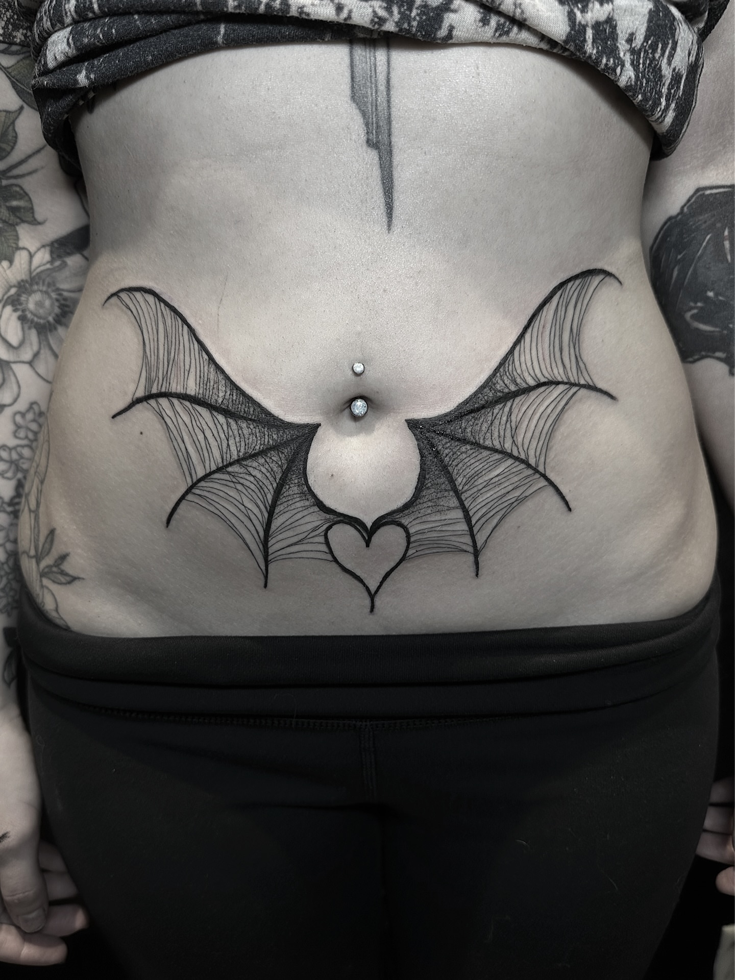 Bat wings black and grey tattoo by Rafael Alfredo Armas Hoyos, Salt Lake City, Utah