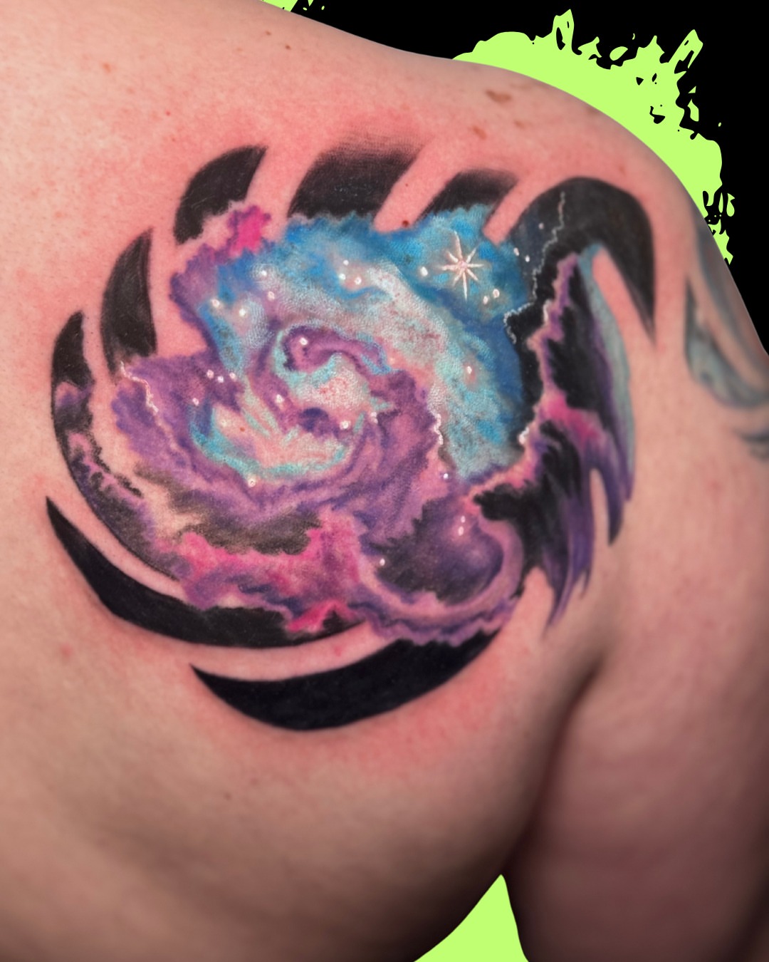 Tattoo by @khwezi_tattoos — dotwork, watercolor