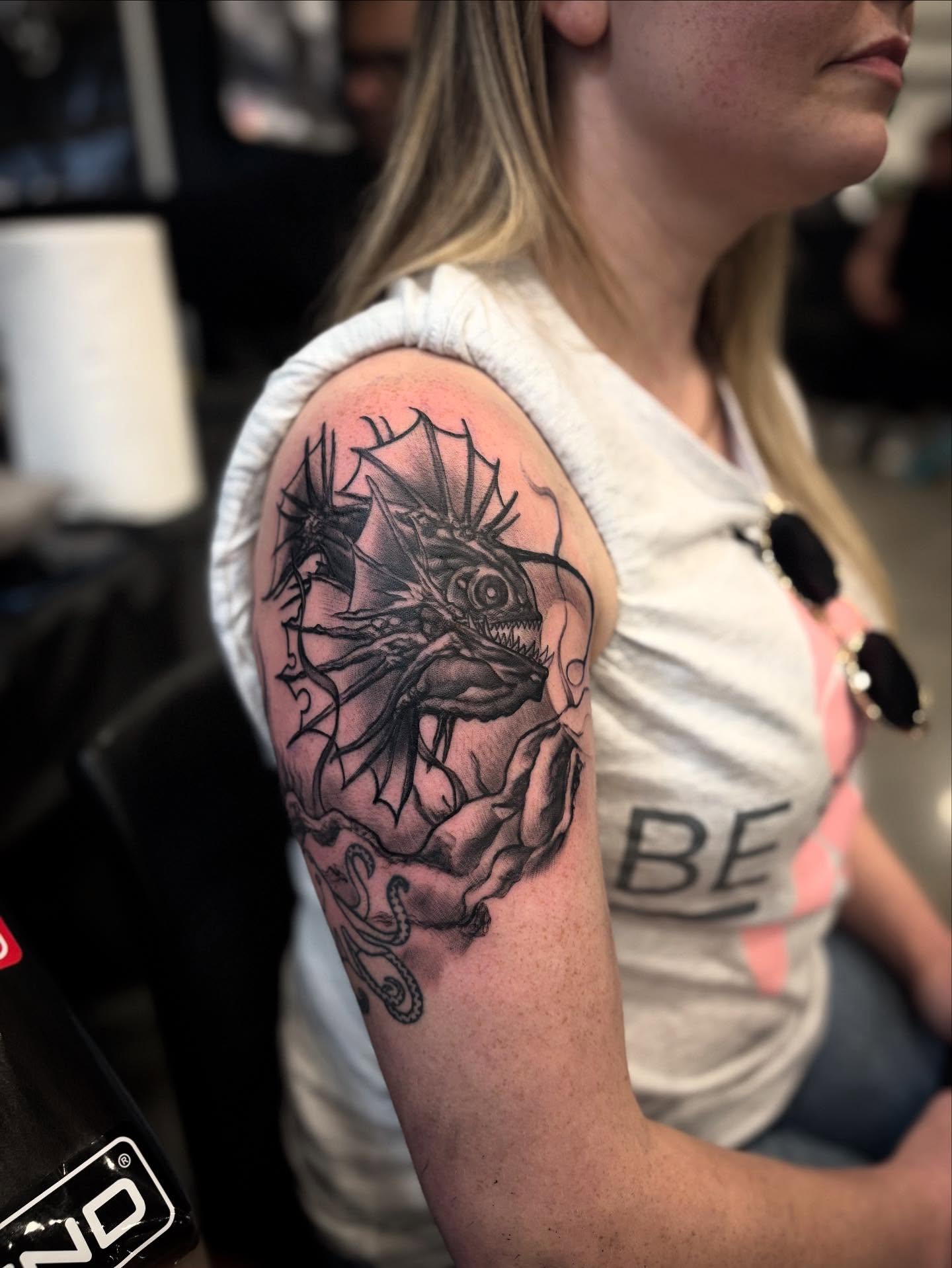 Tattoo by @sincerelyyourzstudios — black_and_grey, realism