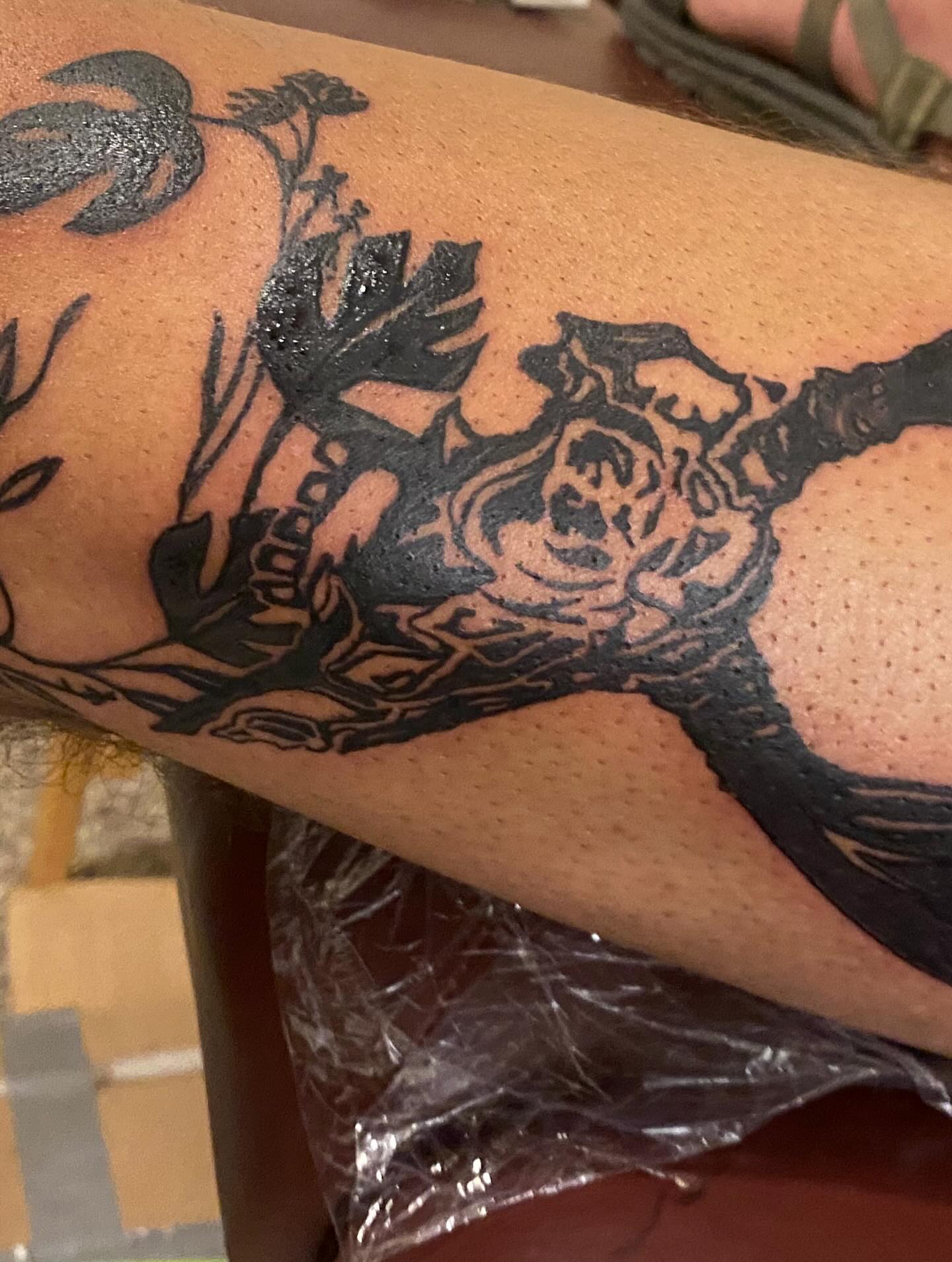 Tattoo by @littleblackdogtattoo — black_and_grey
