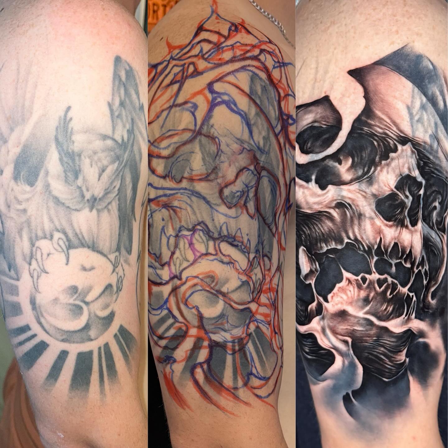Skull realism tattoo on the forearm by Keith (KAM) Miller