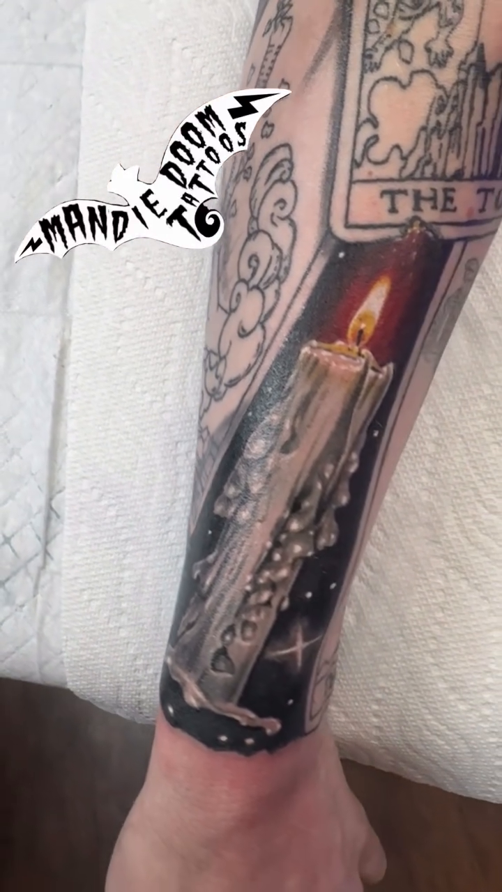 Tattoo by @mandiedoomtattoos — realism, black_and_grey