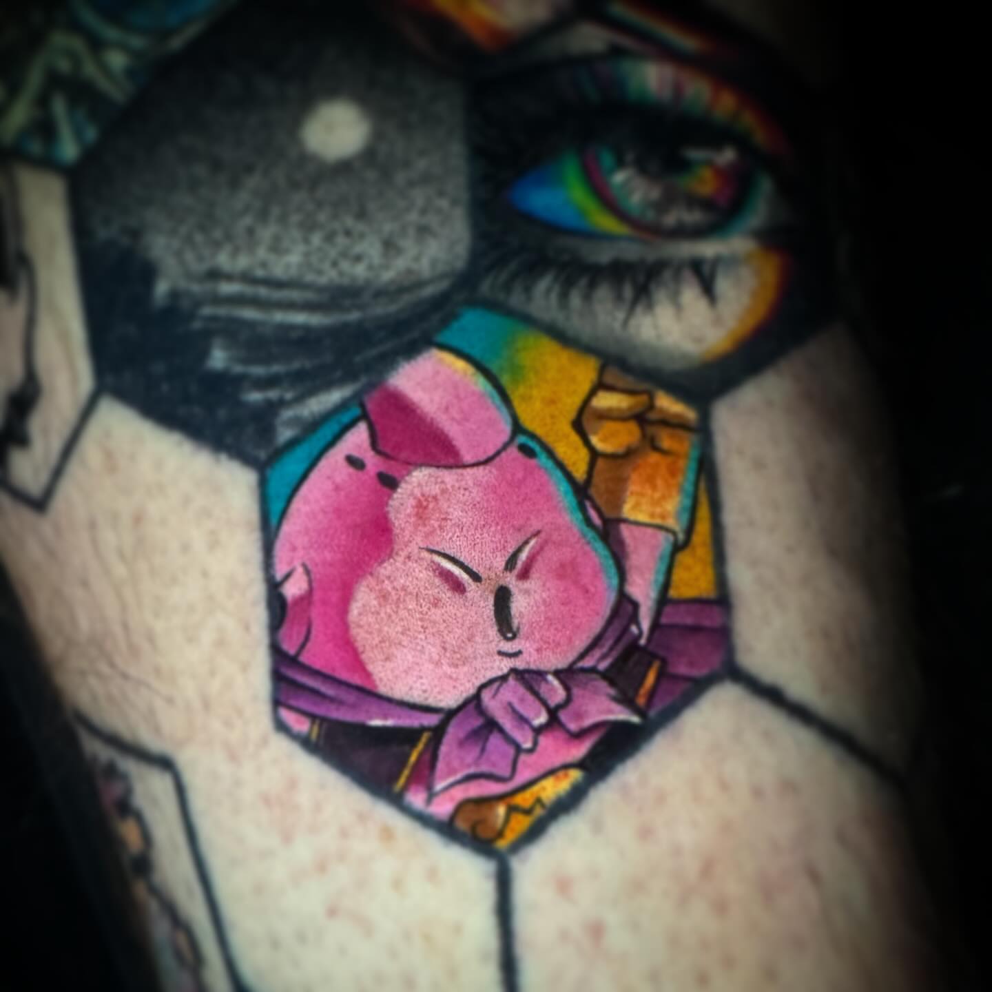 Pig anime tattoo on the forearm by Bruce becerra tattoos