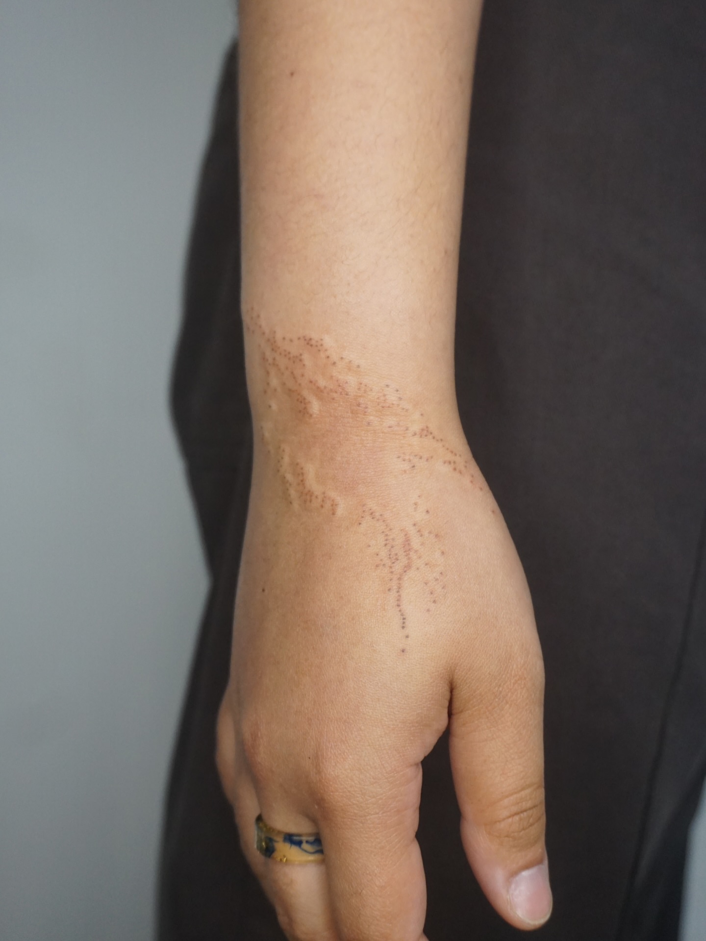 Abstract pattern dotwork tattoo on the hand by joyce🧃nyc tattoos