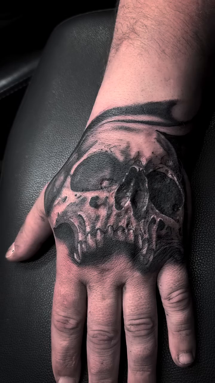 Skull realism tattoo by Joe Khay, Hackettstown, New Jersey