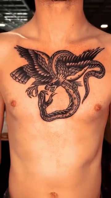 Eagle and snake realism tattoo by Massimiliano pennella