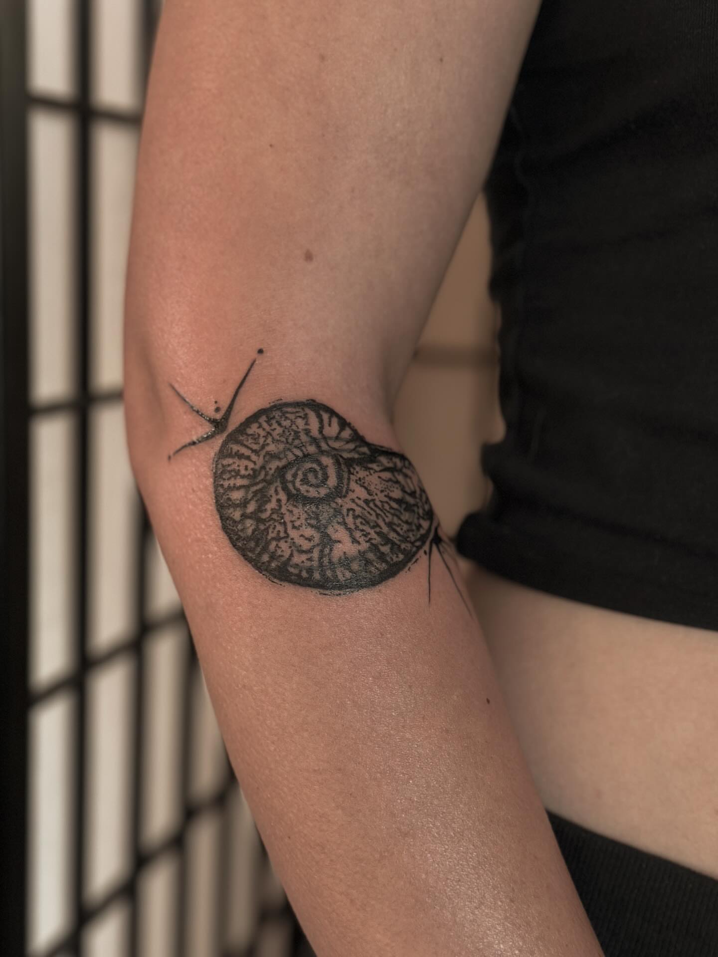 Snail shell black and grey tattoo on the forearm by πππππππππ β ππππ ππππ ππππ ππππππ ππππππ, Salt Lake City, Utah