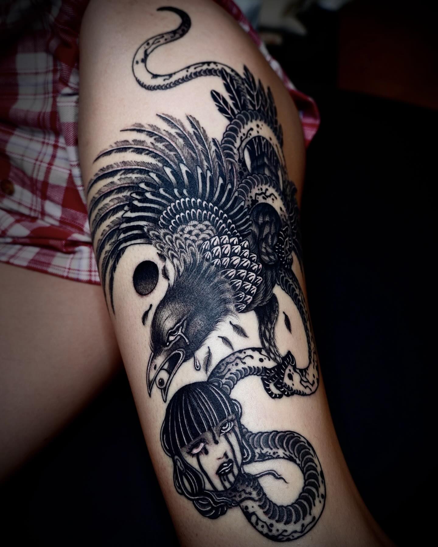 Tattoo by @jaded_youth_ — black_and_grey, japanese_irezumi