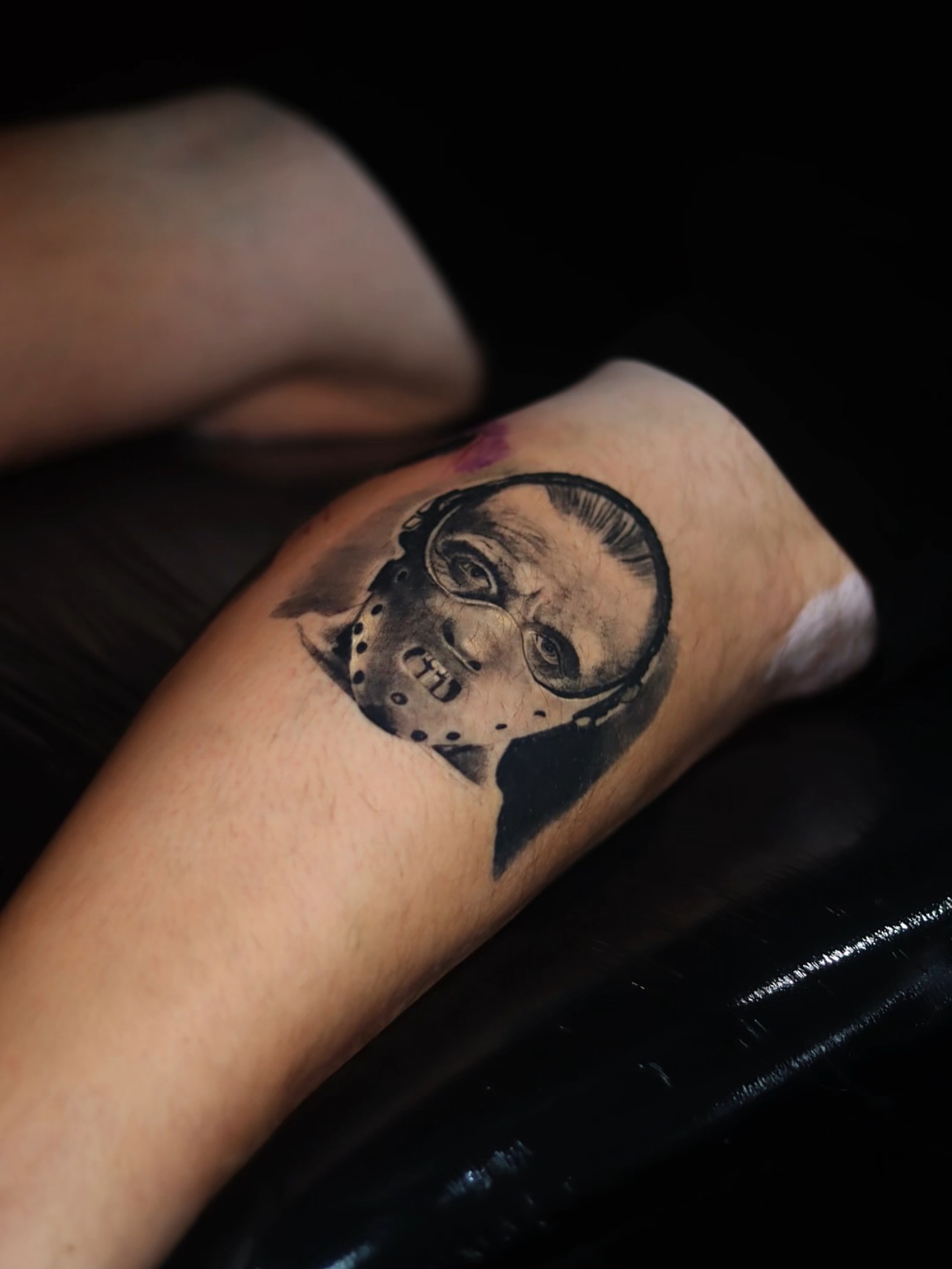 Joker black and grey tattoo on the forearm by Melissa C, Phoenix, Arizona