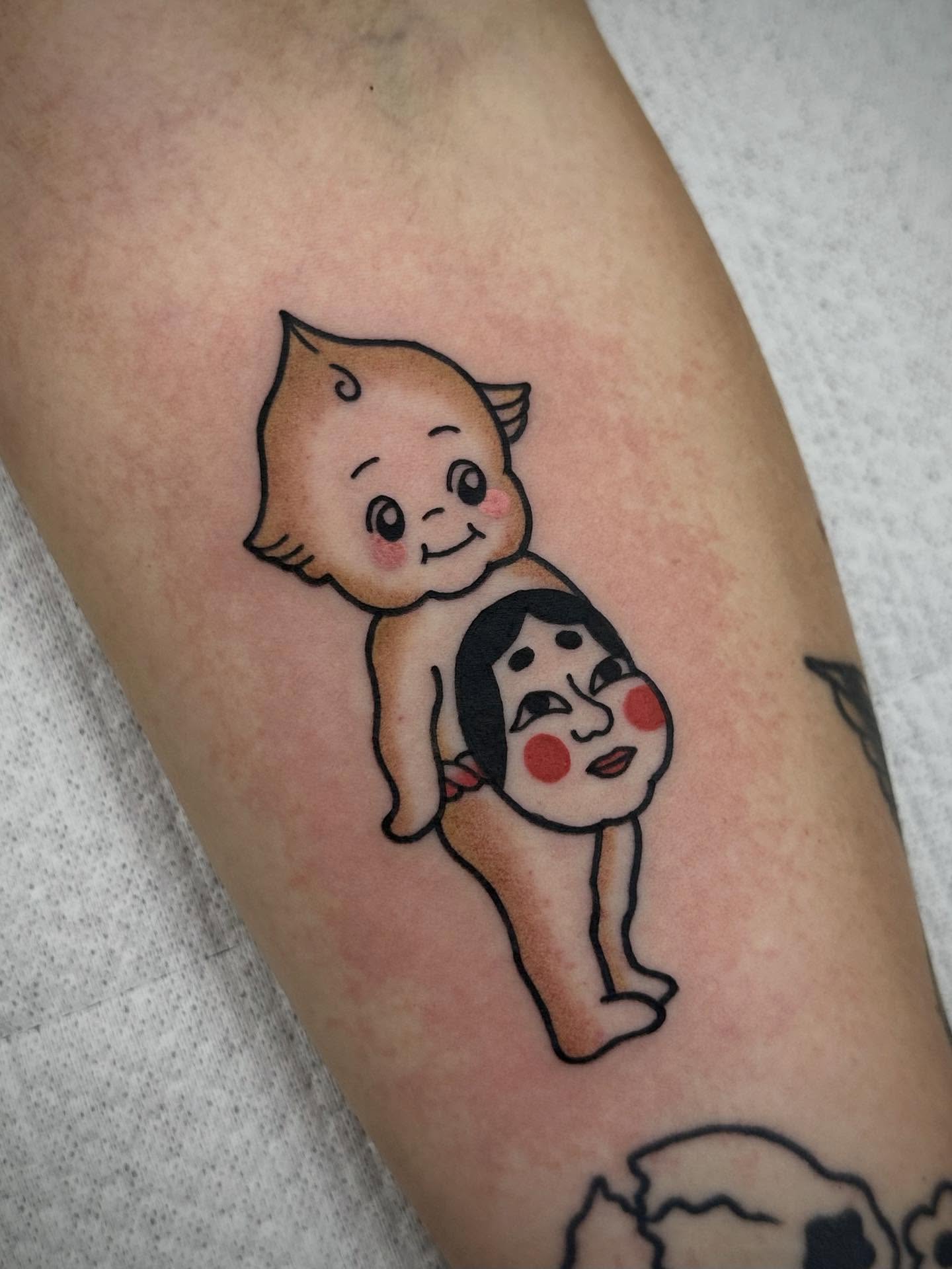 Tattoo by @yelo_tattoo — dotwork, anime