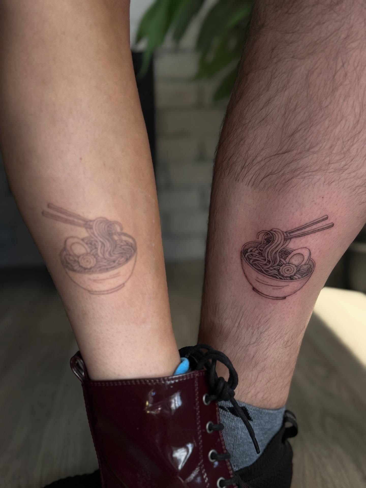 Ramen bowl black and grey tattoo on the forearm by ❀ Moo, Mount Laurel, New Jersey