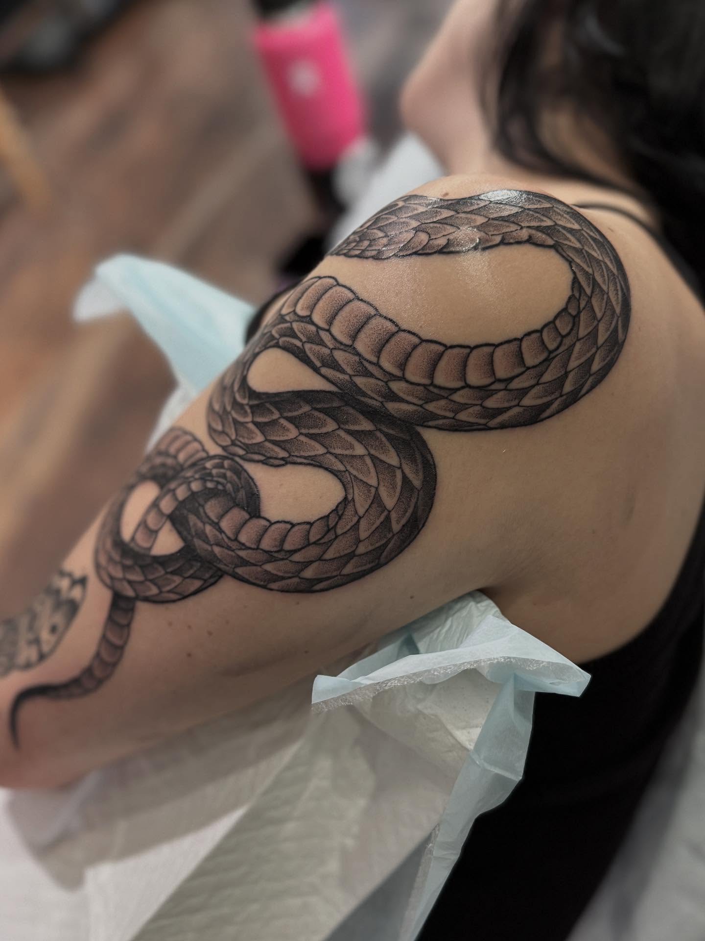 Tattoo by @welpfu — black_and_grey