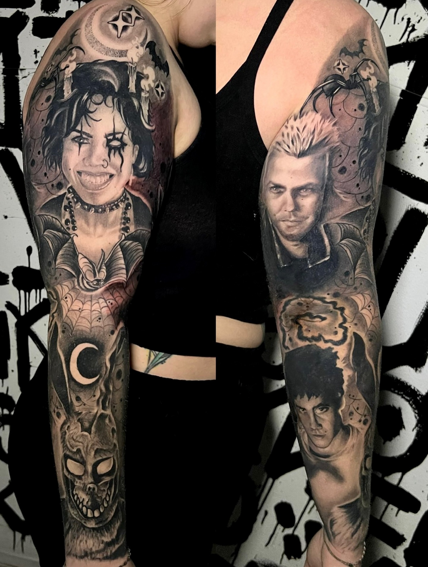 Portraits realism tattoo on the forearm by Brittney