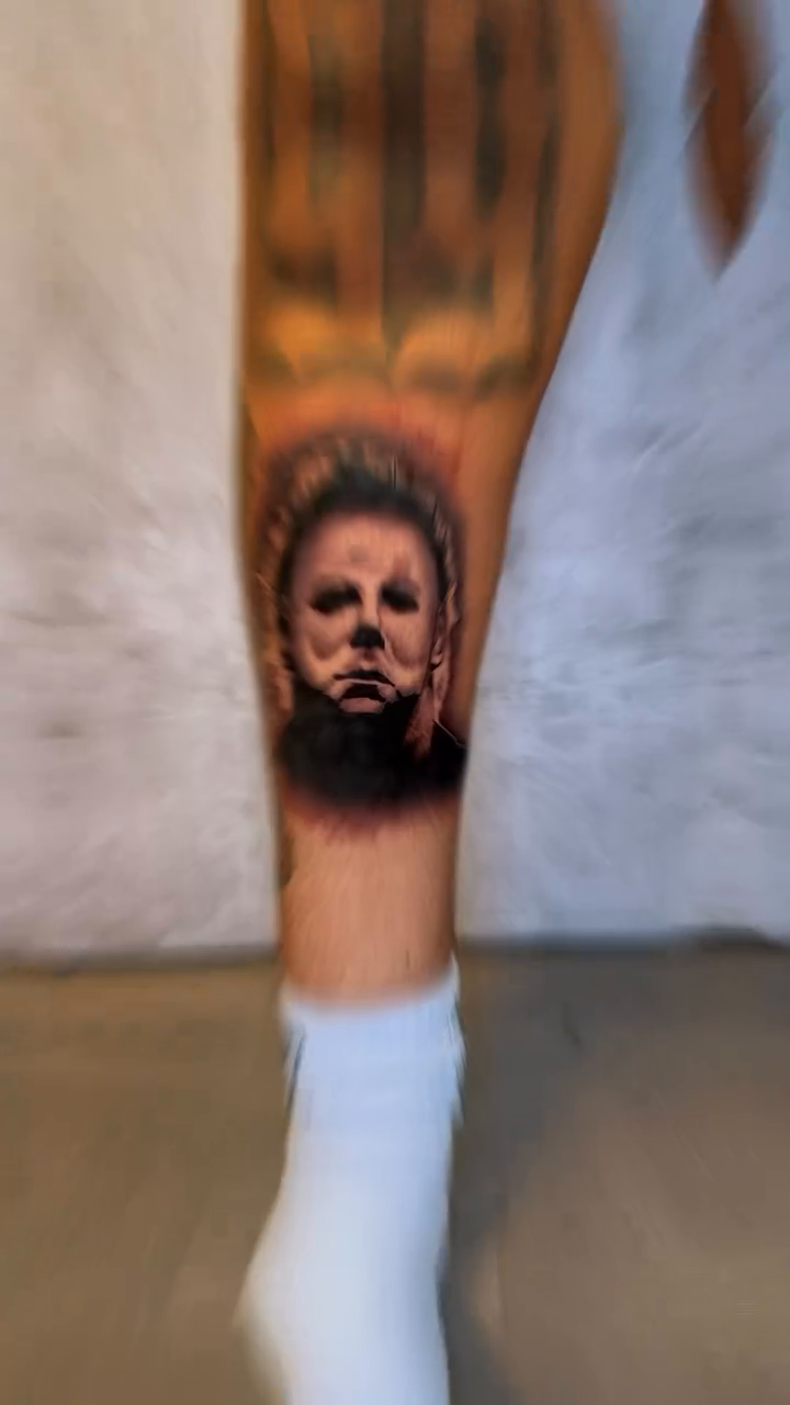 Michael Myers mask realism tattoo by Chip