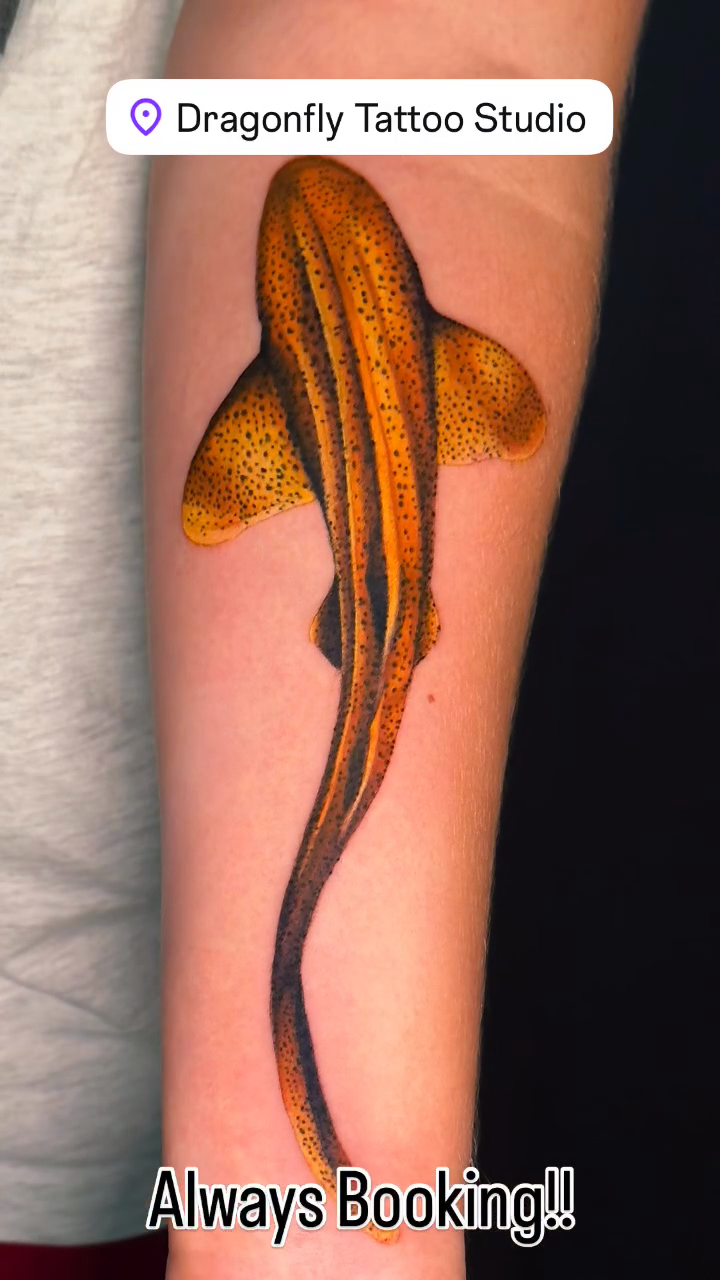 Shark realism tattoo by Troy Butner