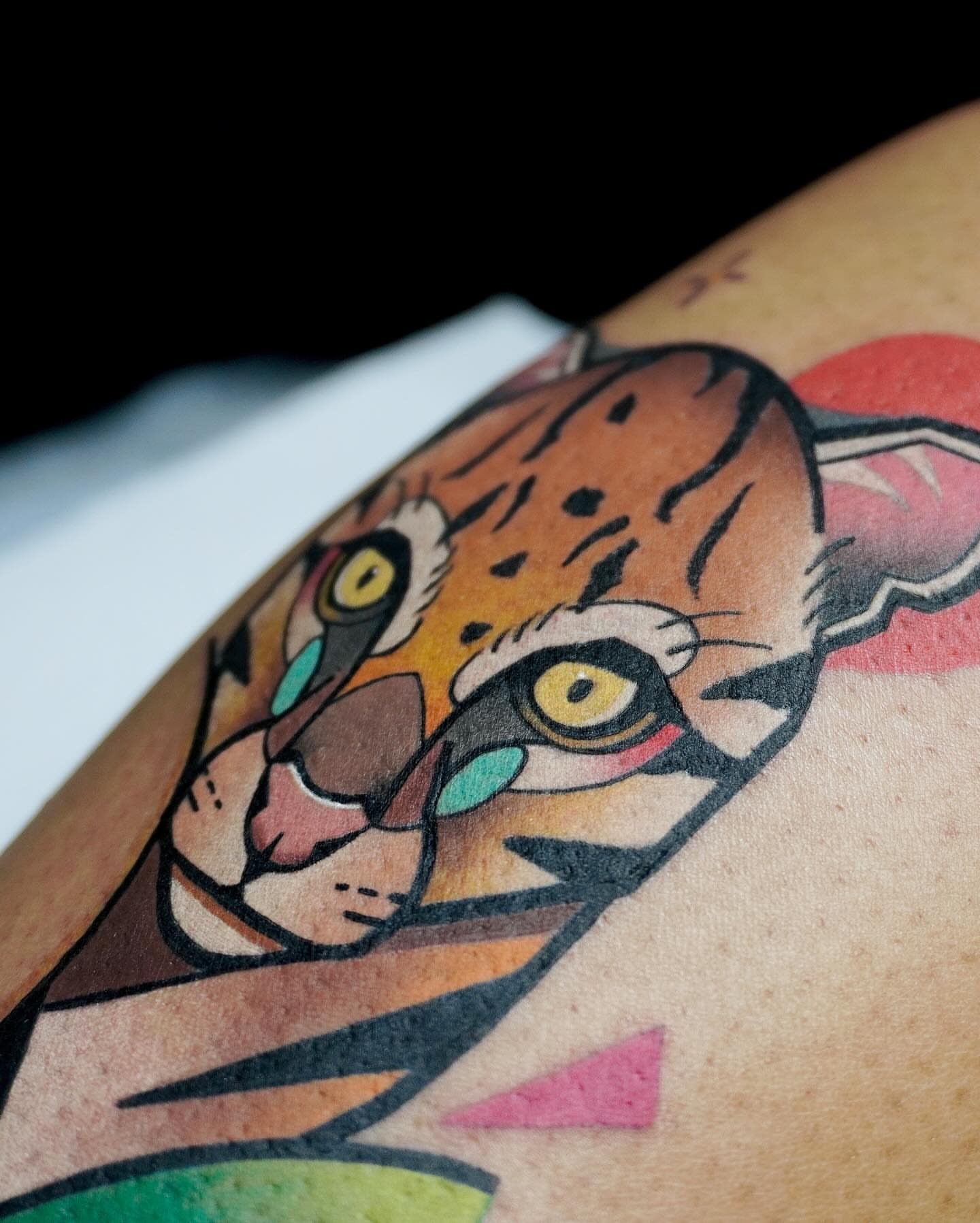 Cat American traditional tattoo on the shoulder by hurjaesae