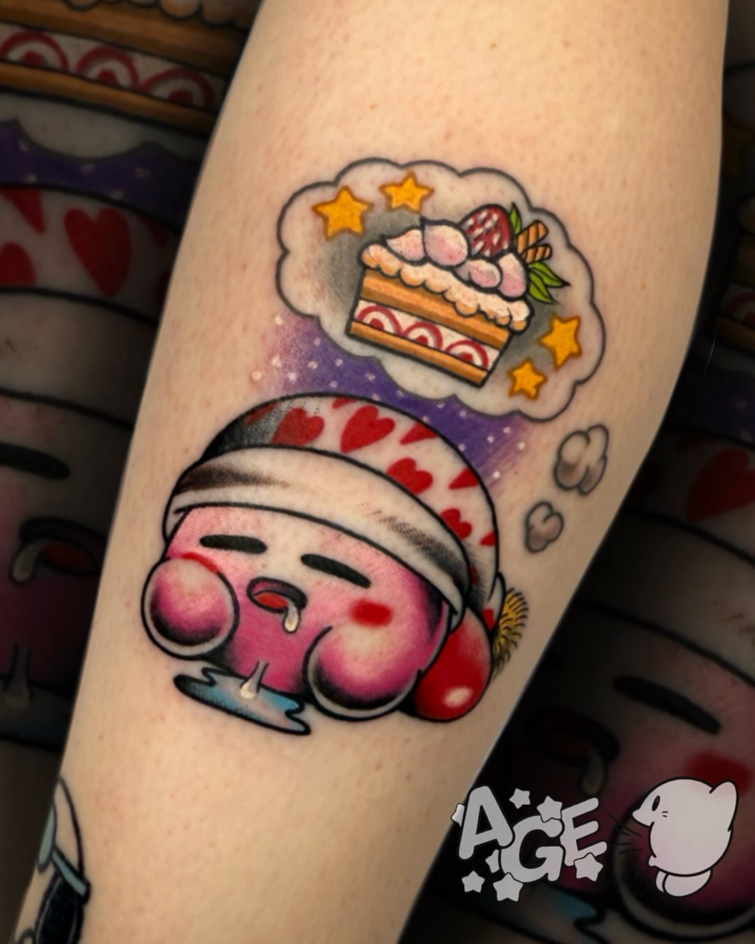 Cake dream American traditional tattoo on the forearm by Otaku and Gamer Tattooer